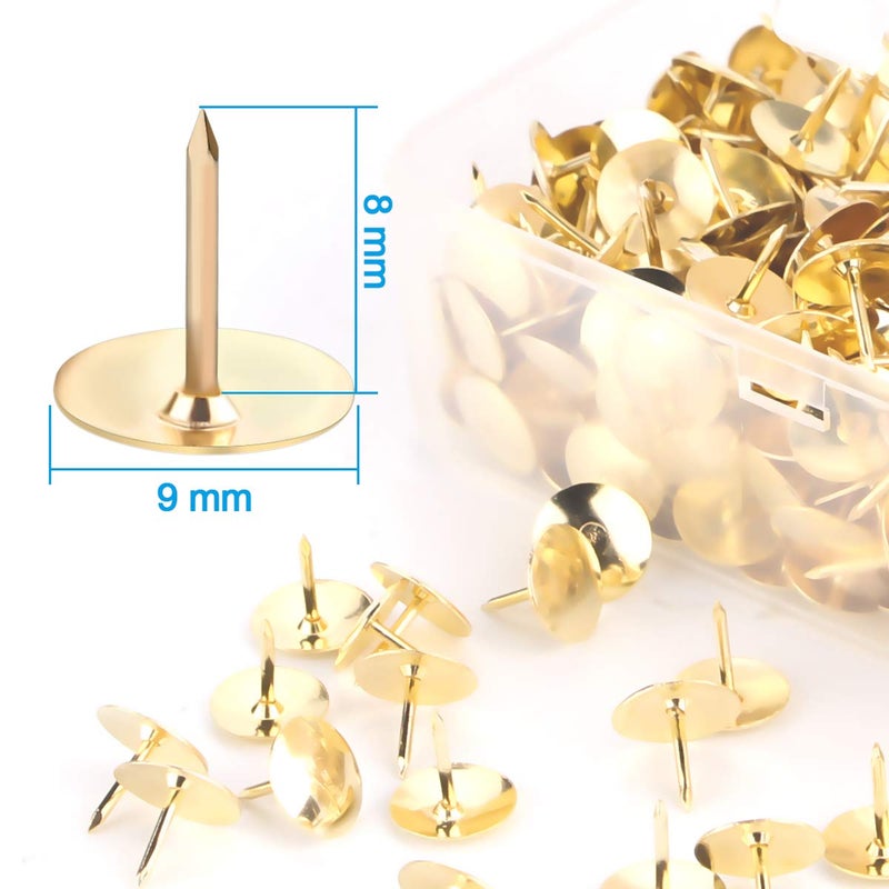 Yalis Thumb Tacks 500-count, 3/8-inch Steel Roundness Push Pins Office Tacks for Corkboard (Gold) - Image 2